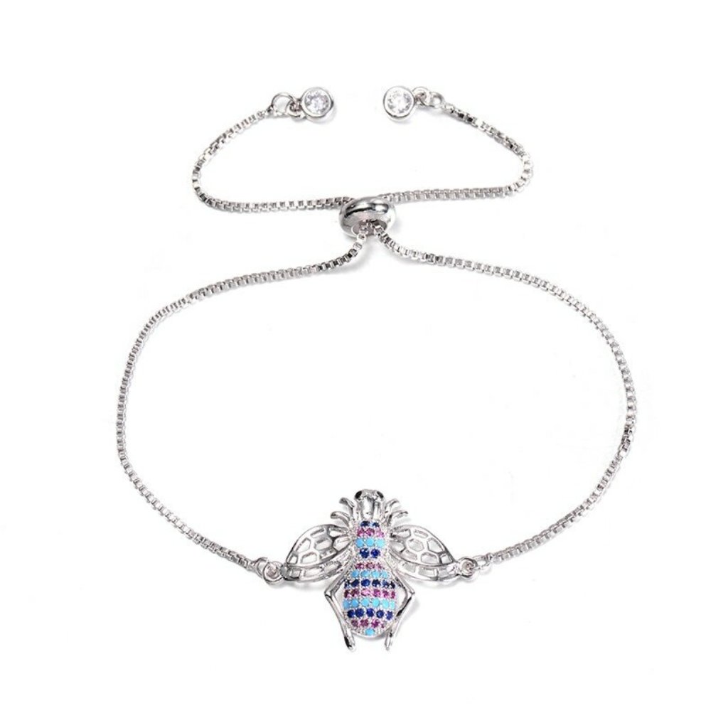 Sweet Honey Bee Multicolor Silver Bracelet
